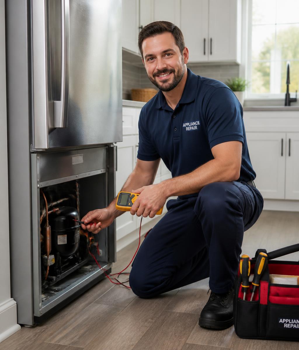 Go Quick Repair technician servicing a refrigerator in San Jose